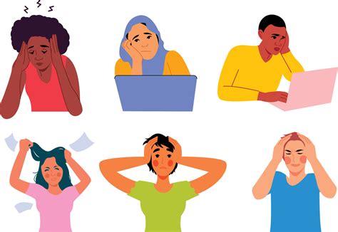 epsset  people suffering  stress vector illustration  flat