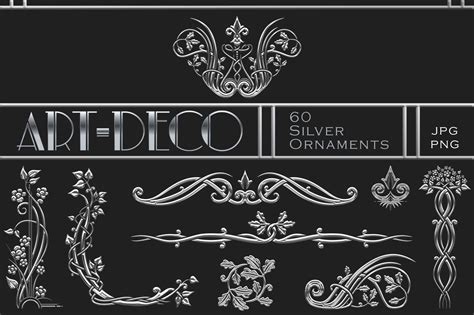 Art-Deco Silver ornaments | Decorative Illustrations ~ Creative Market