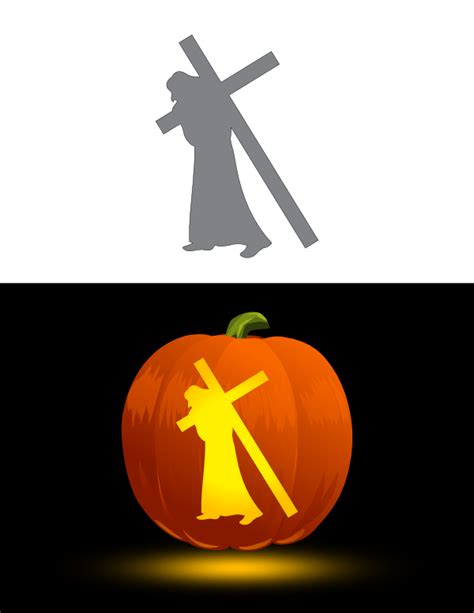 Printable Jesus Carrying The Cross Pumpkin Stencil