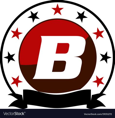 Emblem Star Ribbon Circle Initial B Royalty Free Vector