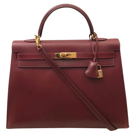 Sacs Main Herm S Sac Hermes Kelly Sienne Cuir Bordeaux Ref