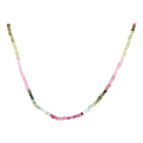 Green Tourmaline Crystal Beaded Necklace With 18 Carat Yellow Gold At