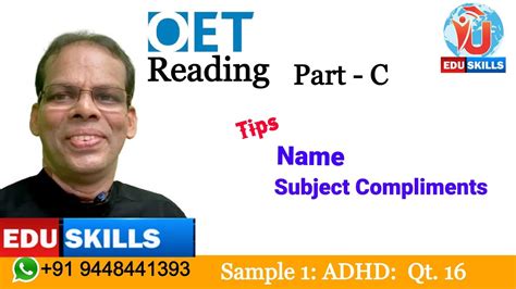 Edu Skills OET Reading Part C Sample 1 ADHD Q 16 Name Compliments