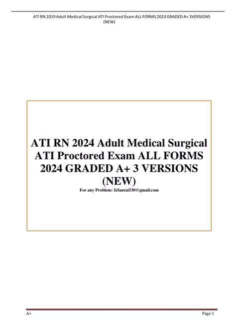 ATI RN 2024 Adult Medical Surgical ATI Proctored Exam ALL FORMS 2024