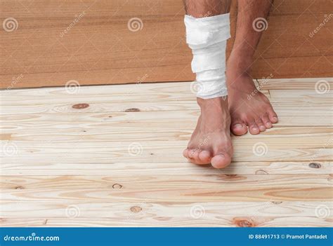 Gauze Bandage The Foot Treating Patient Male Stock Image Image Of