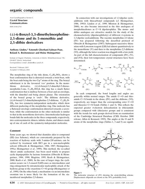 PDF 6 Benzyl 3 3 Dimethylmorpholine 2 5 Dione And Its 5 Mono