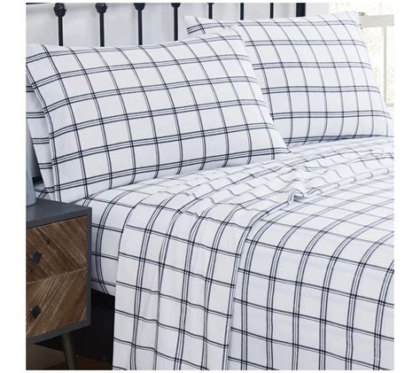 Truly Soft Bristol Plaid Flannel 4 Piece Queen Sheet Set