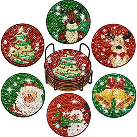 Amazon Clendo Pcs Christmas Diamond Painting Coasters Kits With