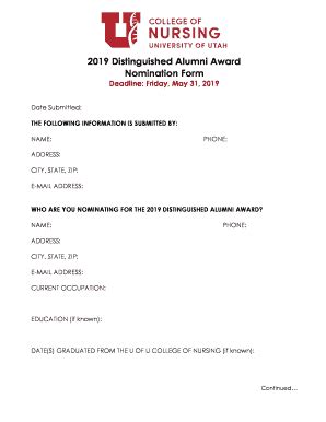 Fillable Online Distinguished Alumni Award Nomination Form Fax