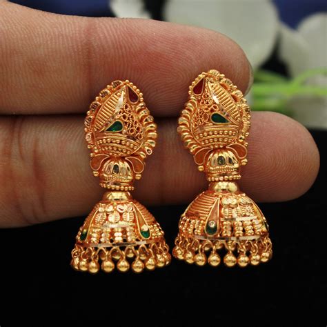 Gold Earrings Jhumka Design