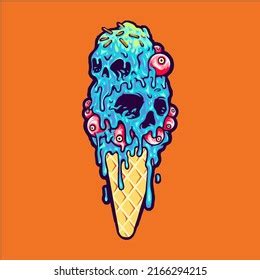 Ice Cream Skull Melting Vector Eps Stock Vector Royalty Free