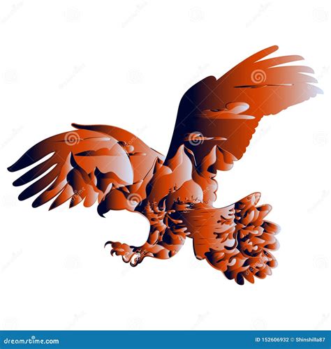 Graphic Illustration In The Form Of A Silhouette Of An Eagle And Nature