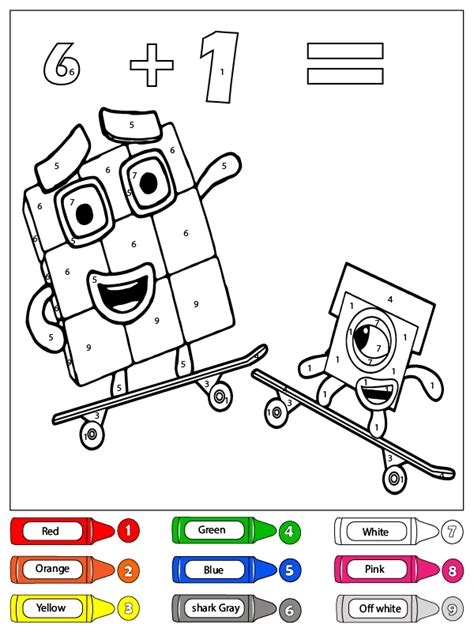 Numberblocks Color By Number Coloring Pages