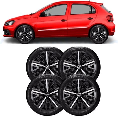 Jogo 4 Calotas Triton Sport Aro 14 Preta Prata Vw Gol G6 Shopee Brasil