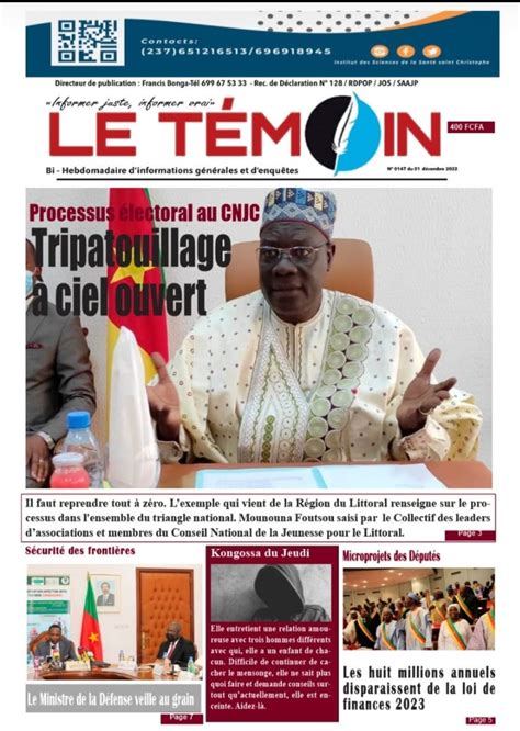 Cameroon Info Net Cameroun Kiosque Quelques Titres De Ce Jeudi