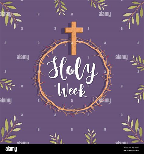 Holy Week Crown Of Thorns The Cross And Palm Branches Vector