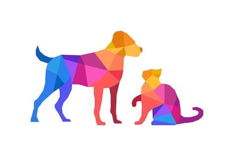 Premium Vector Cat And Dog Mozaic Style Illustration Vector Design