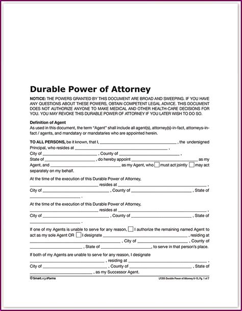 How To Complete A Durable Power Of Attorney Form Form Resume