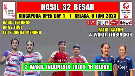 Hasil Singapura Open Hari Ini Day R Leo Daniel Ana Tiwi