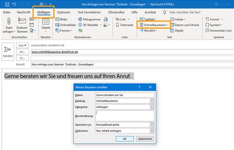 Outlook Schnellbausteine Pcs Campus