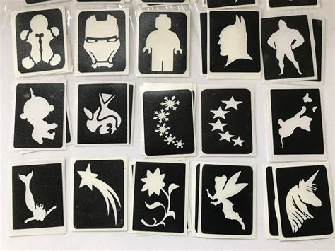 Glitter Tattoo Stencil Refill Packs 50 Large Stencils Etsy