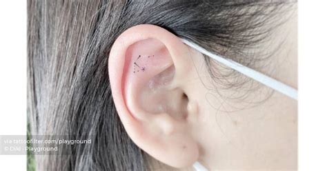 Minimalist Libra Constellation Tattoo On The Ear