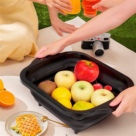 Usmixi Space Saving Cutting Board Collapsible Dish Tub With Draining