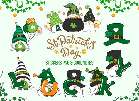 St Patrick Stickers St Patrick Planner Stickers St Patrick Day Gnome Saint Patricks Day Png