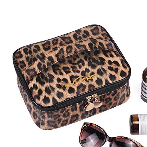 Oxytra Travel Makeup Bag Leopard Print Pu Leather Cosmetic Bag