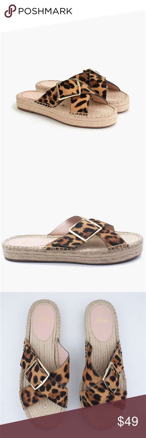 JCREW Cross Strap Espadrilles In Leopard Calf J CREW Excellent