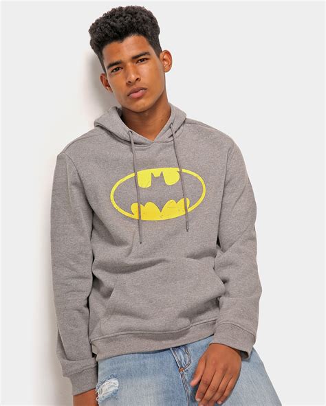 Blusa De Moletom Masculina Manga Longa Capuz Batman Cinza Fanlab