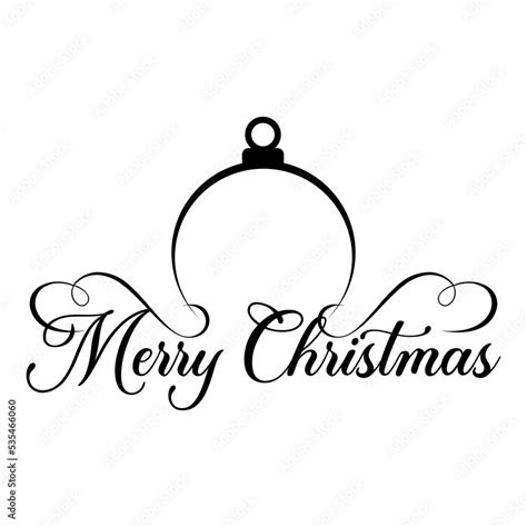 Logo Con Texto Manuscrito Merry Christmas Con Silueta De Bola De