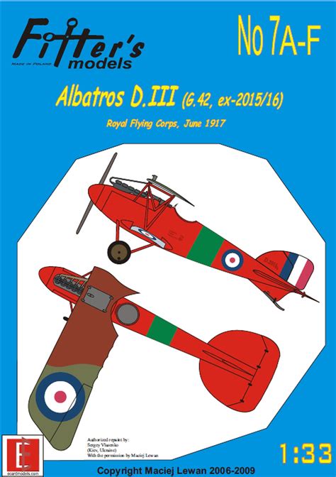 1/33 Albatros D.III RFC Paper Model - EcardModels