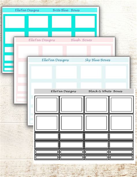 Functional Boxes For Planners 3 Sizes One Sheet 10 Etsy