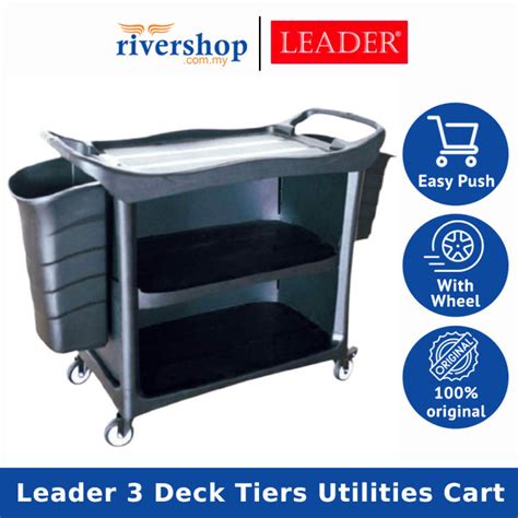 Leader Deck Tiers Utilities Cart C W Side Cover Bucket Restaurant