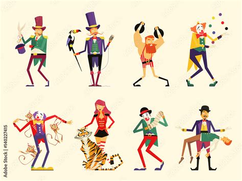 cartoon circus characters. circus performers set Stock Vector | Adobe Stock