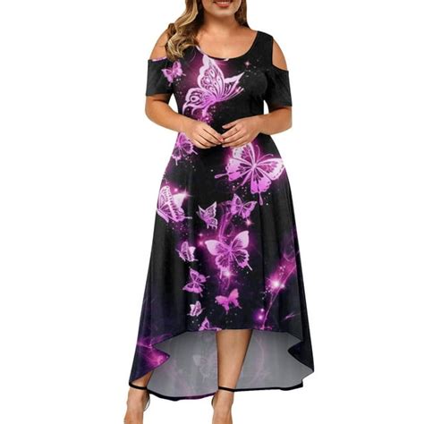 Xddlitp Womens Plus Size Sun Dresses 5x Trendy Butterfly Boho Off