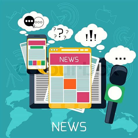 Mass Media Journalism News Concept Flat Business Icons Of Newspaper