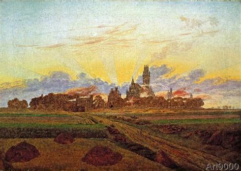 Friedrich Sunrise Near Neubrandenburg Art Print Canvas On Stretcher