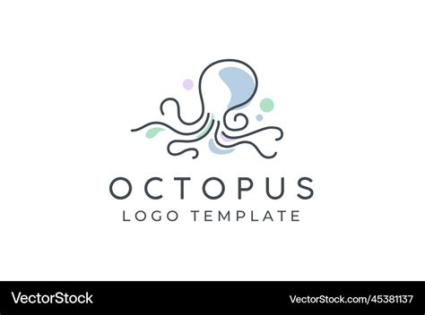 Octopus Cuttlefish Squid Tentacles Line Art Logo Vector Image