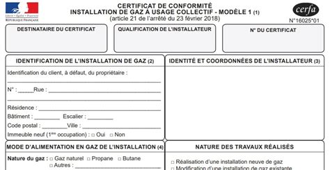 Réglementation gaz parution des nouveaux certificats de conformité