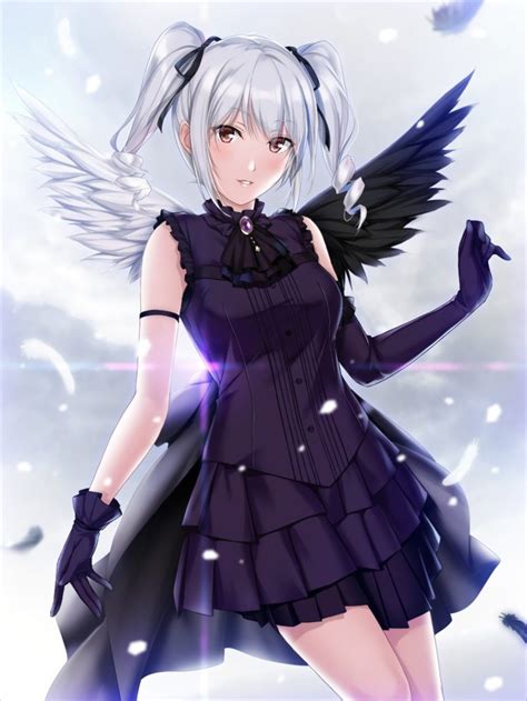 Anime Anime Girls Dress Wings Gray Hair Twintails The Idolm Ster Cinderella Girls