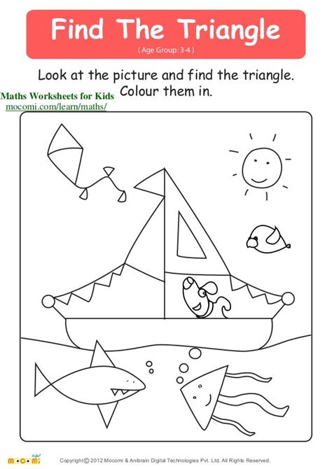 Find The Triangle Maths Worksheets For Kids