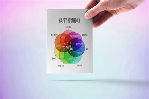 Mom Birthday Card Rainbow Venn Diagram Chart Etsy