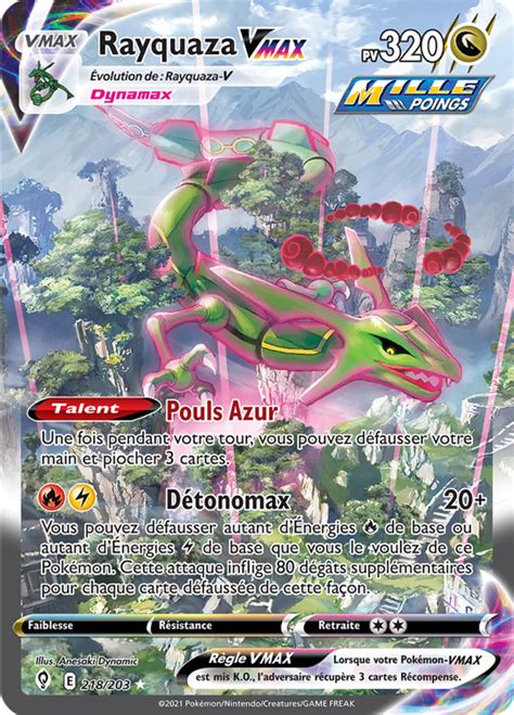 Rayquaza VMAX Épée et Bouclier Évolution Céleste 218 Poképédia