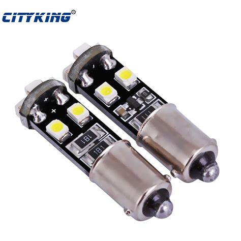 2pcs Lot White Ba9s Led Bulb 12v Canbus W6W BA9S Car T10 T4W Ba9s 8smd