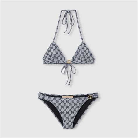 GG Stretch Jersey Bikini In Blue And White GUCCI UK