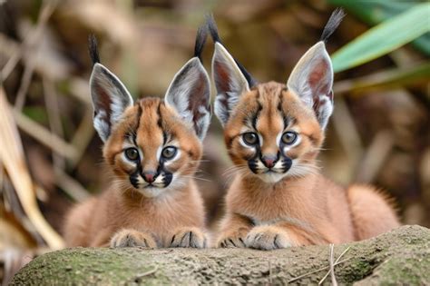 Premium Photo | Curious Caracal cubs