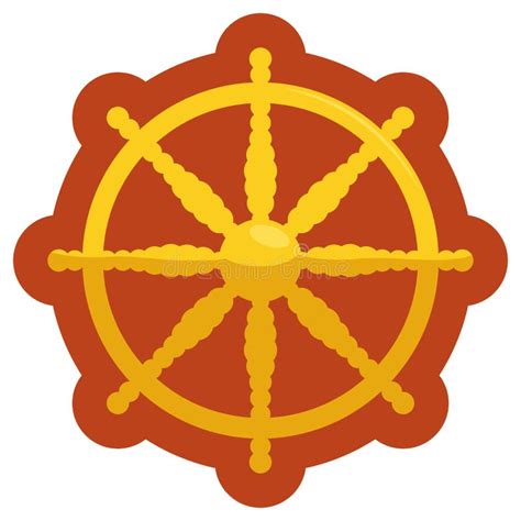 Golden Dharma Wheel Buddhism Sacred Symbol Dharmachakra Vector