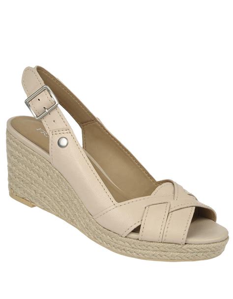 Franco Sarto Leather Slingback Espadrille Wedge Sandals In Natural Lyst